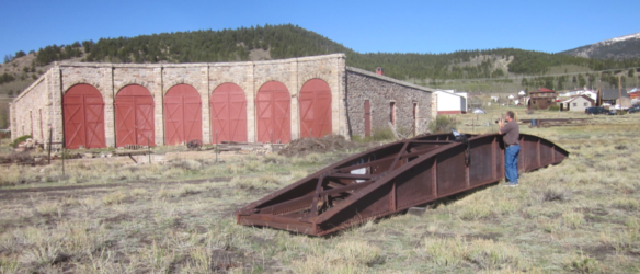 The DSP&P stone roundhouse and yards have long been a visible reminder of Colorado’s narrow gauge past. Now with a dedicated group of volunteers and a grant from the NGPF, the former DSP&P/C&S yards and facilities are being restored. This is another current NGPF project with much progress having been made in 2017. Since this picture was taken, the turntable has been restored and former Klondike Mines #4 steam locomotive has been obtained as track is re-laid. No doubt the NGPF will play a continuing role in the restoration of facilities here.