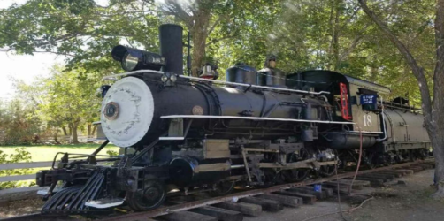 Southern Pacific Narrow Gauge engine #18 under steam for the first time in 60 years at Laws California. The NGPF contributed toward its restoration and paid for its transportation for its first operating session following its restoration. The NGPF also funded a needed announcement board to keep interested parties in formed of restoration efforts.